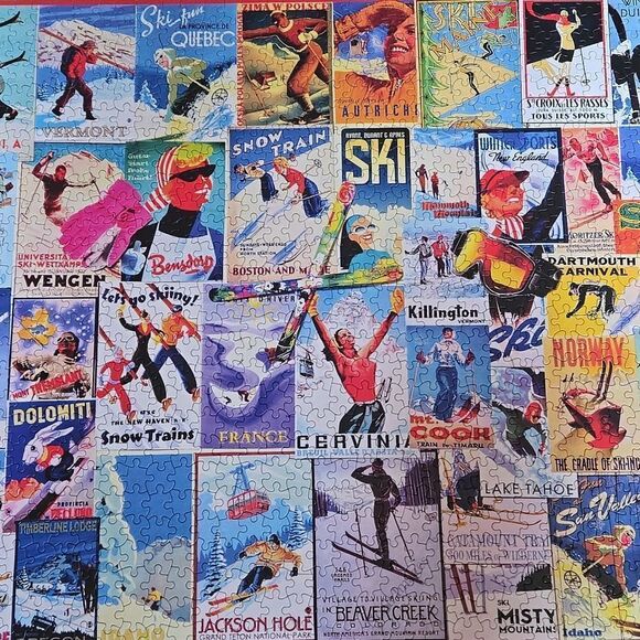 WHITE MOUNTAIN SKI POSTERS COLLAGE 1,000 PIECE PUZZLE - Picture 3 of 8